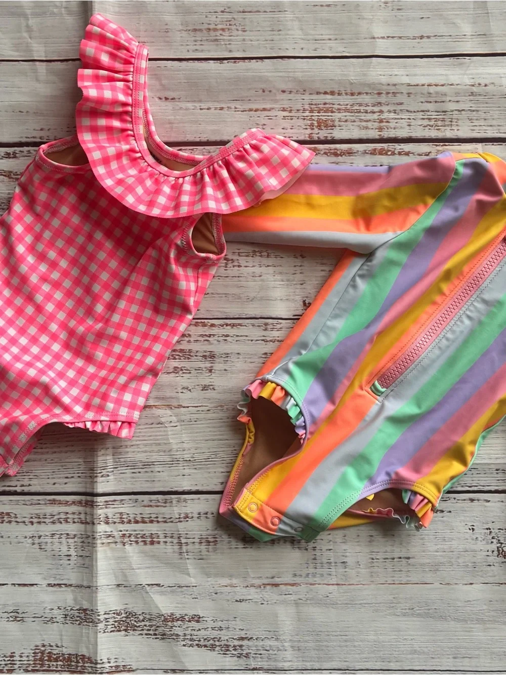 Old Navy Pink Gingham Ruffle One-Piece